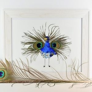 Real pressed flower 8x10 peacock art print